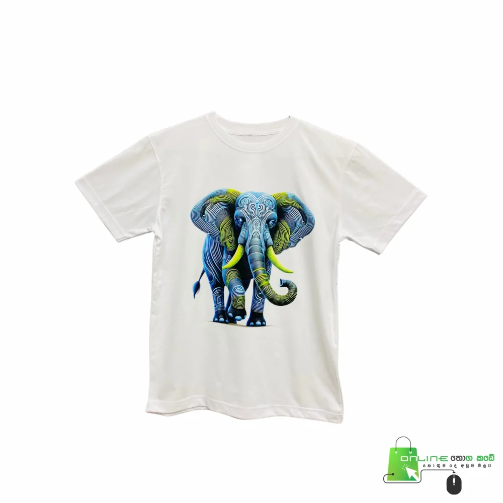 a white shirt with a picture of elephants